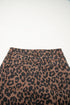 Leopard Print High Slit Frayed Hem Denim Midi Skirt